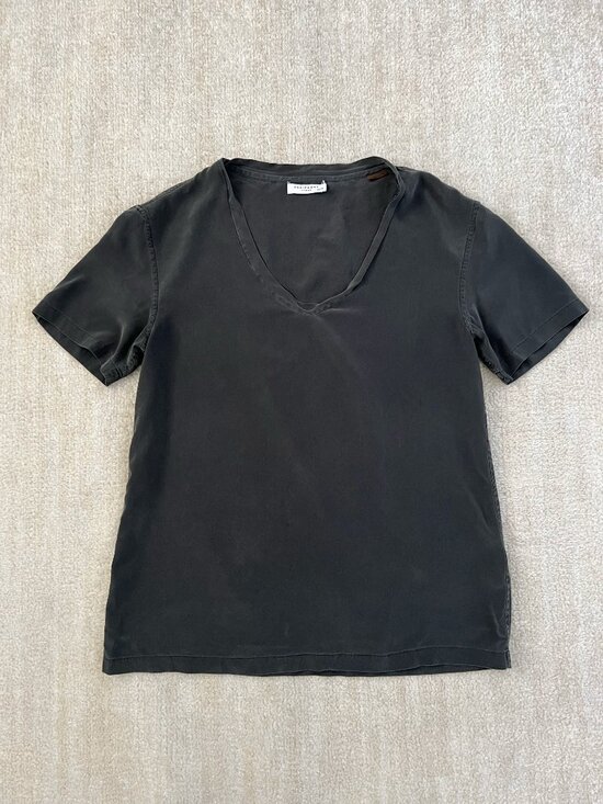 Equipment Silk Short Sleeve Gray Blouse Top XS Summer